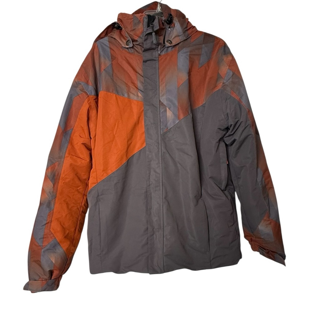 Pulse Orange Gray Mens Medium Lined Heavy Coat Multiple Pockets Insulated Hooded